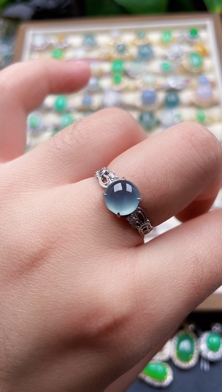 银S925镶嵌戒指翡翠117