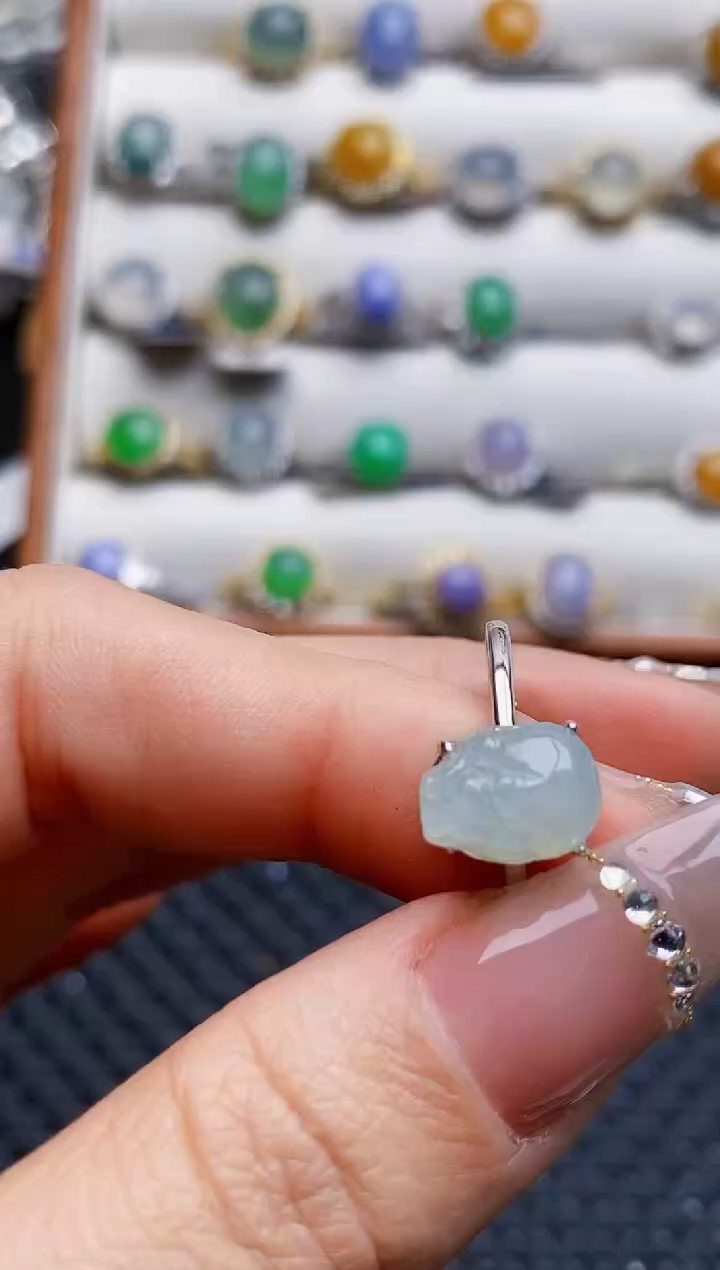 银S925镶嵌戒指翡翠1249