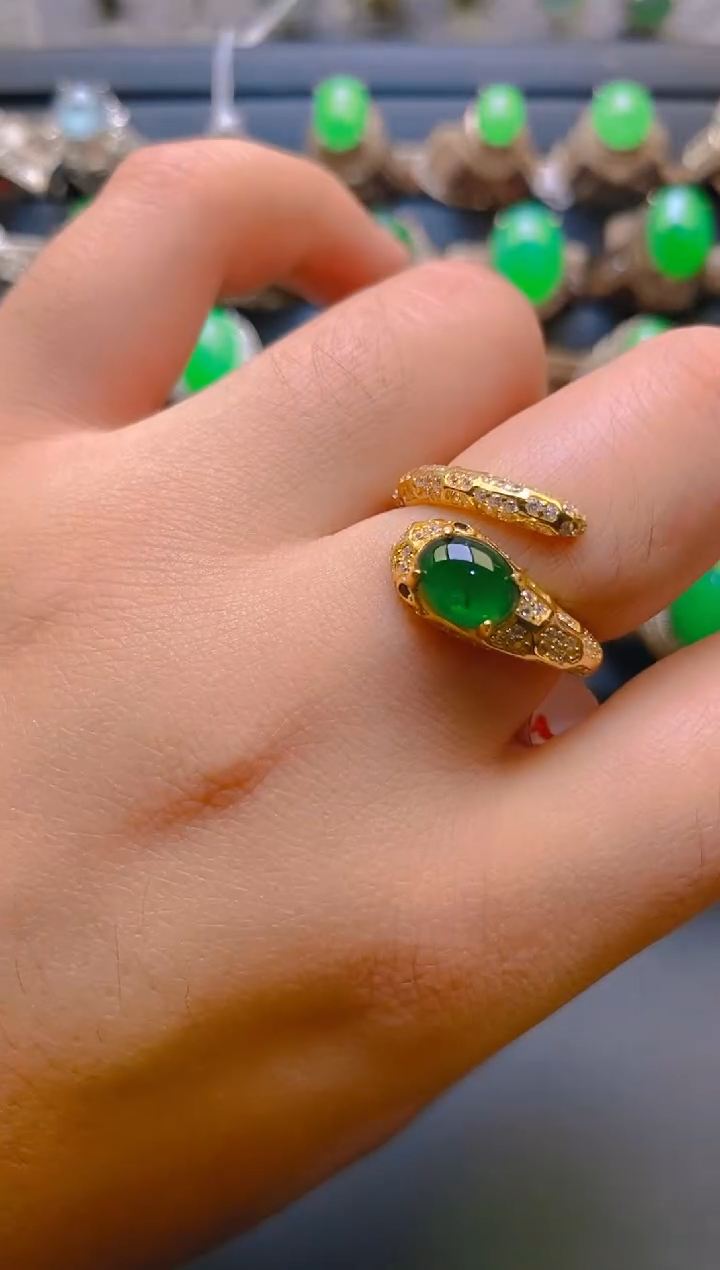 【闪购商品】翡翠耳饰银S925镶嵌天然A货翡翠1