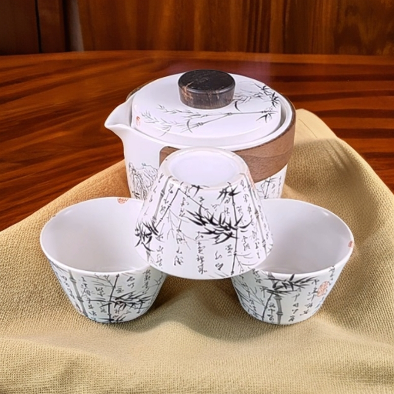 墨竹KK0237一壶三杯旅行套裸瓷GS-B