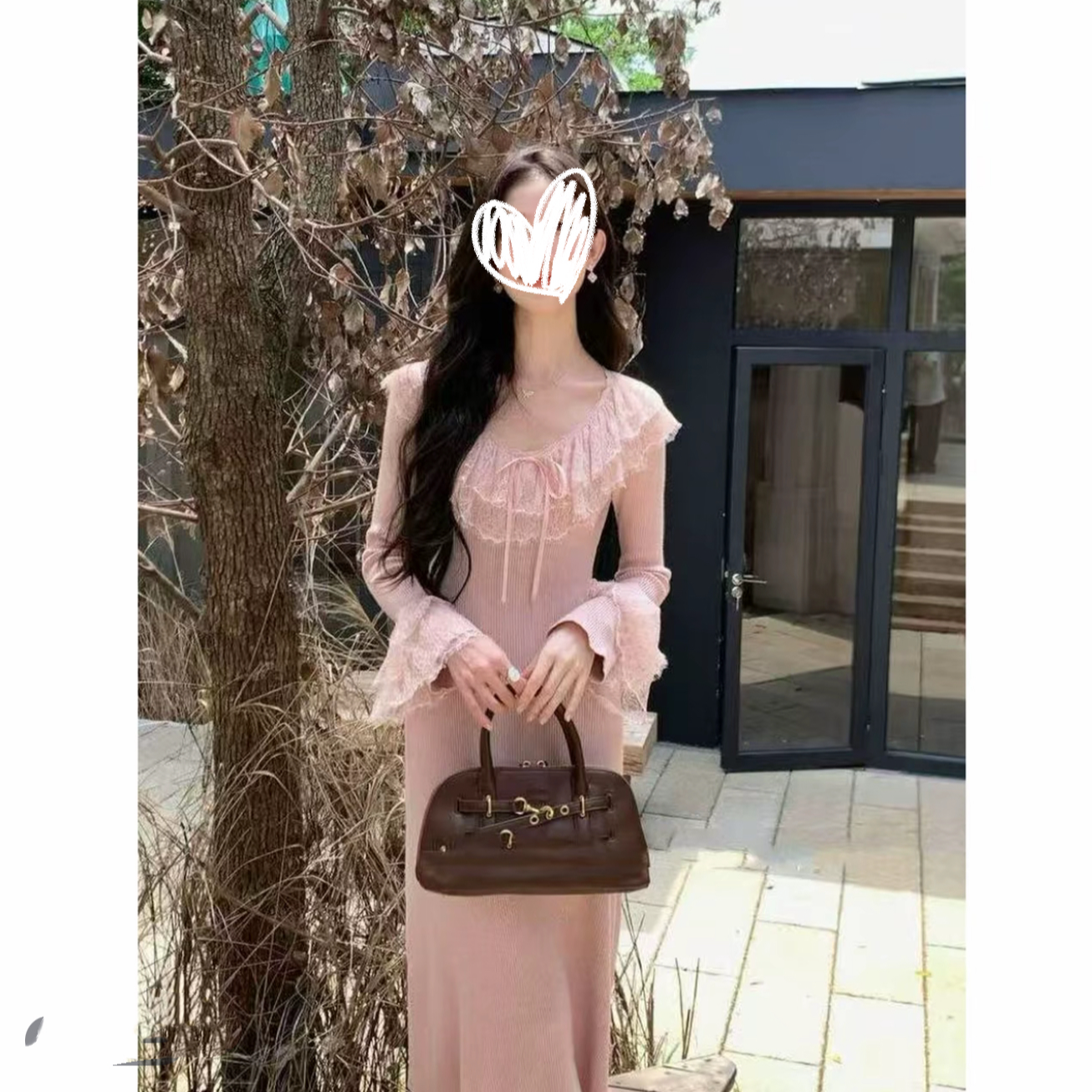 5026秋冬新款蕾丝时尚气质温柔甜美少女内搭毛衣针织内搭连衣裙女