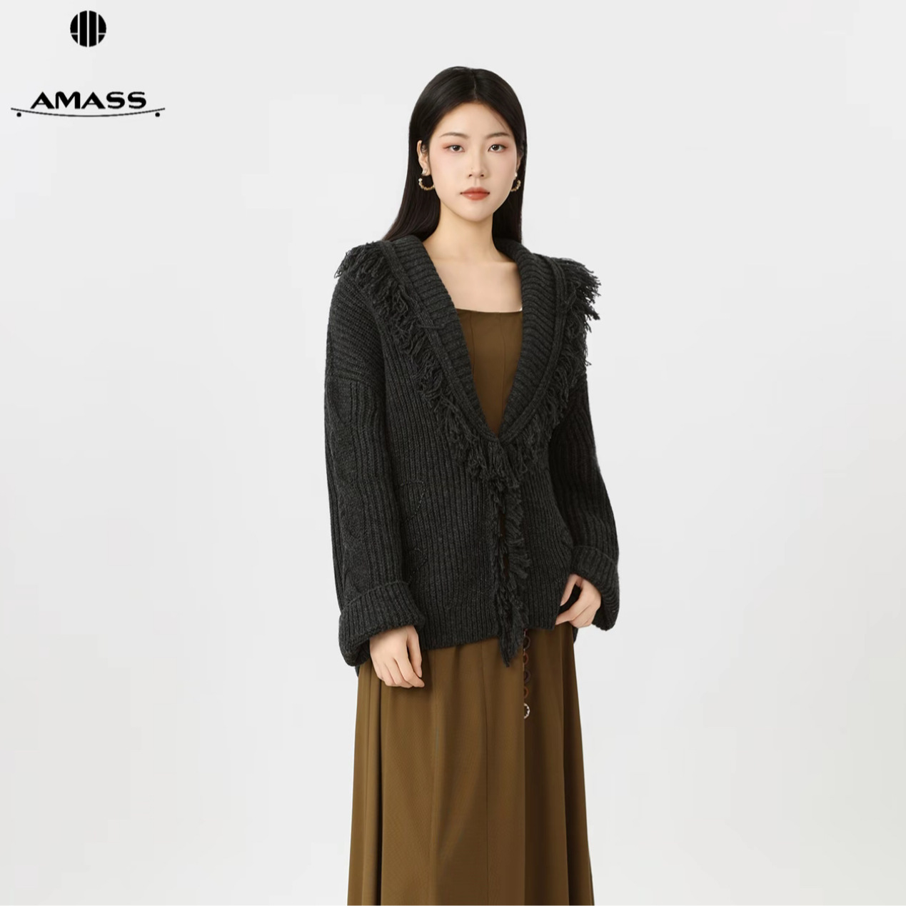 AMASS/阿玛施开衫针织休闲毛针织衫气质宽松慵懒宽松绒毛衫548062