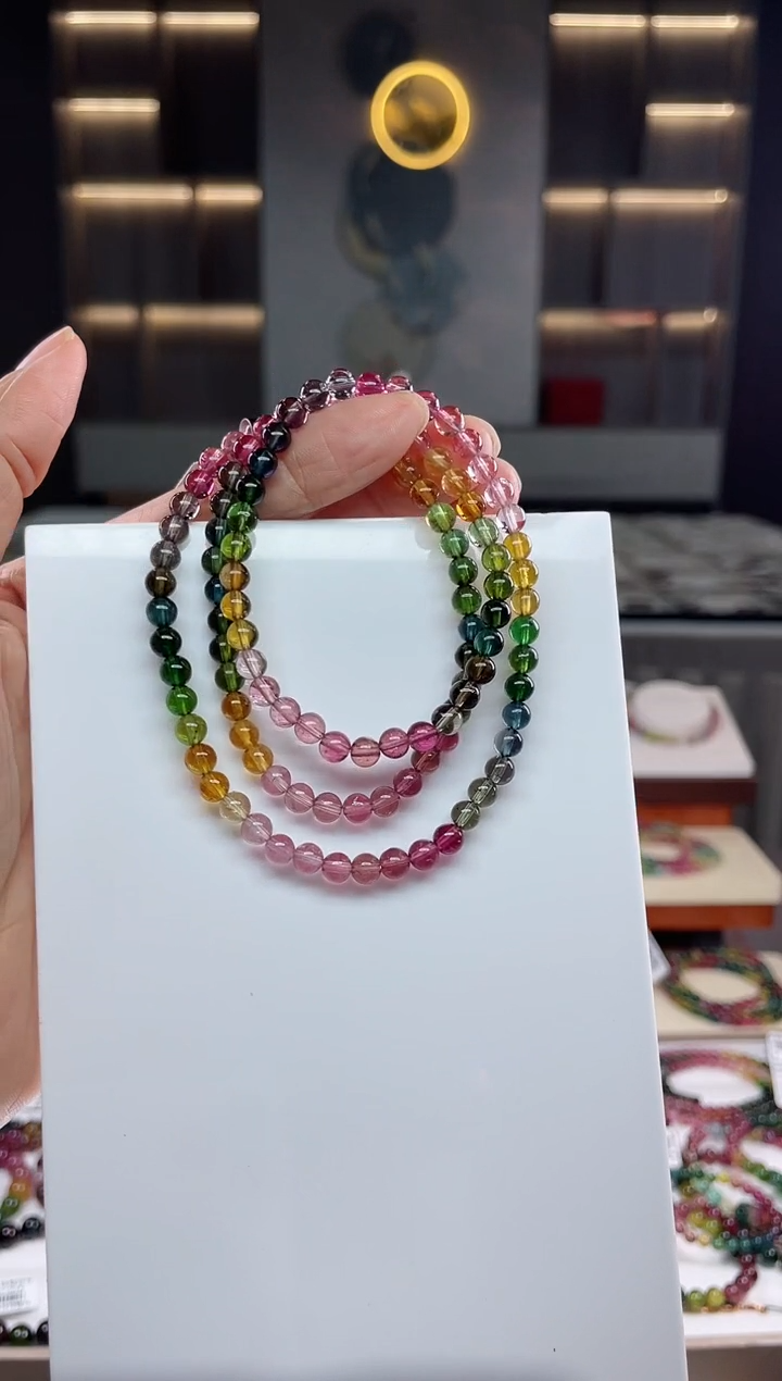 未镶嵌三圈手串碧玺（多样性发一条）Q