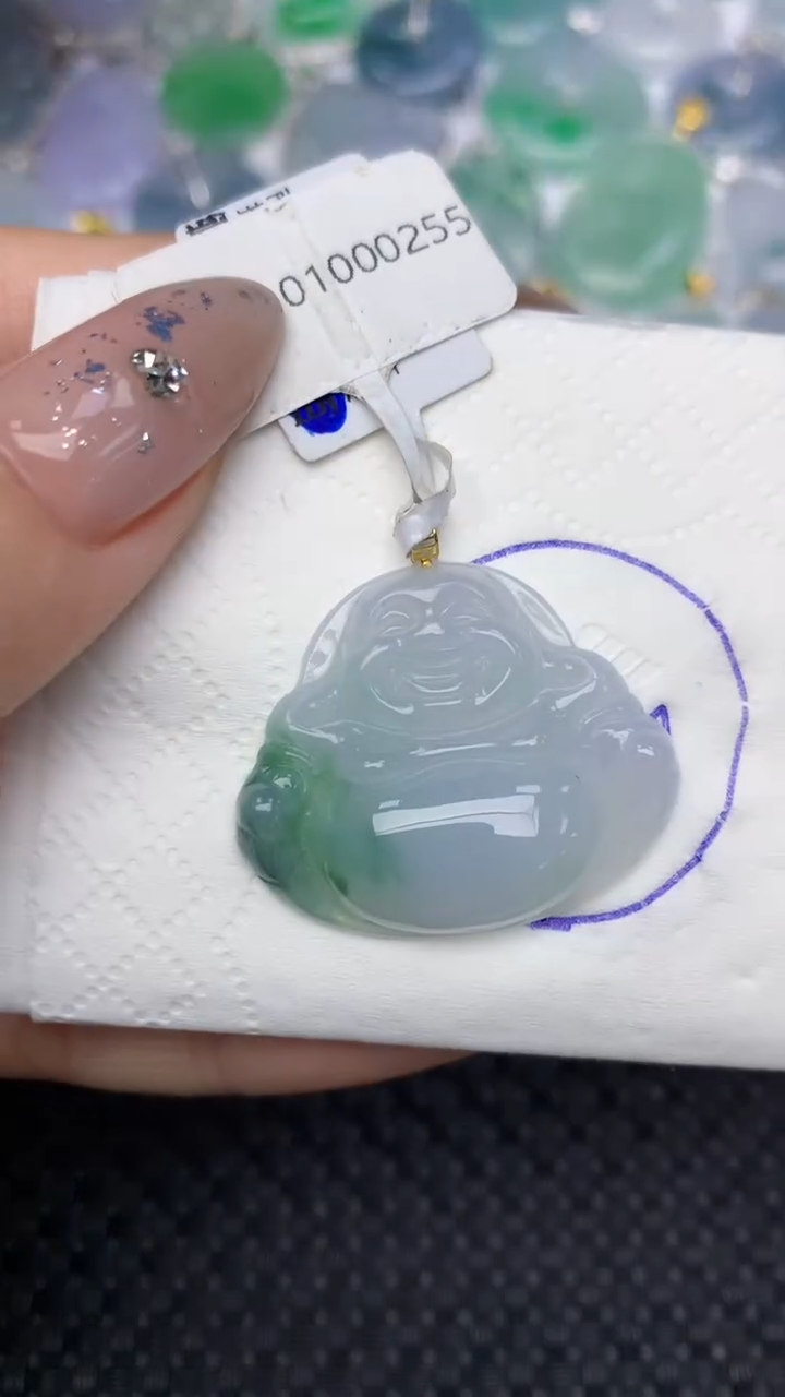 颈饰18K金镶嵌翡翠天然缅甸翡翠a货百元以上9元证书费自理