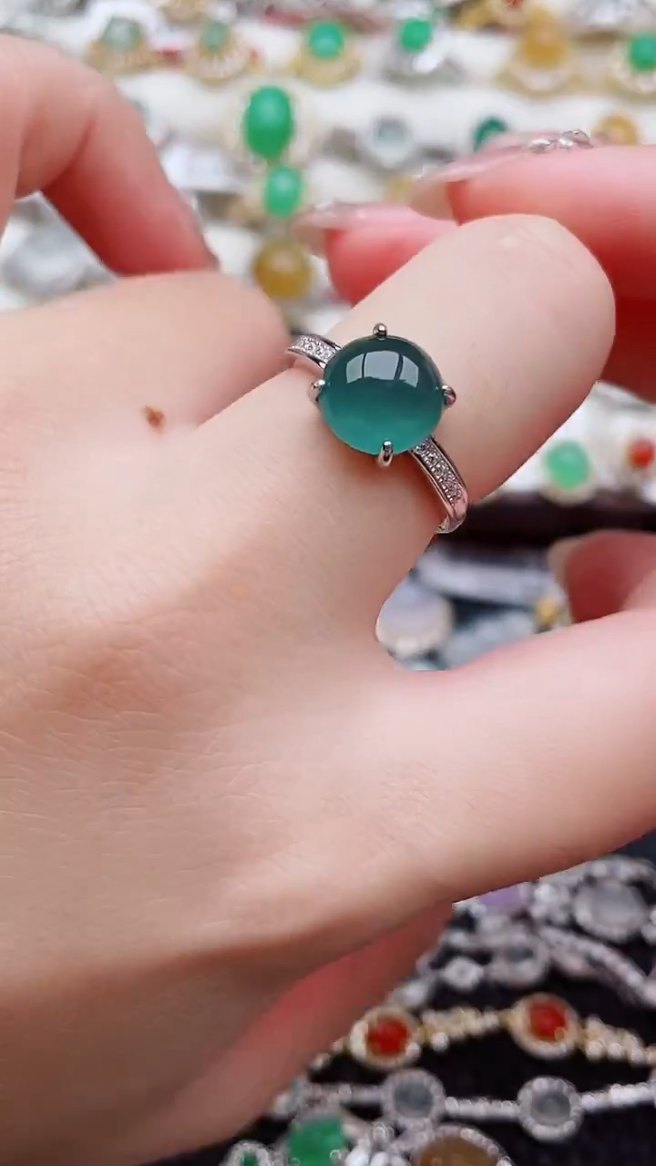 银S925镶嵌戒指翡翠68