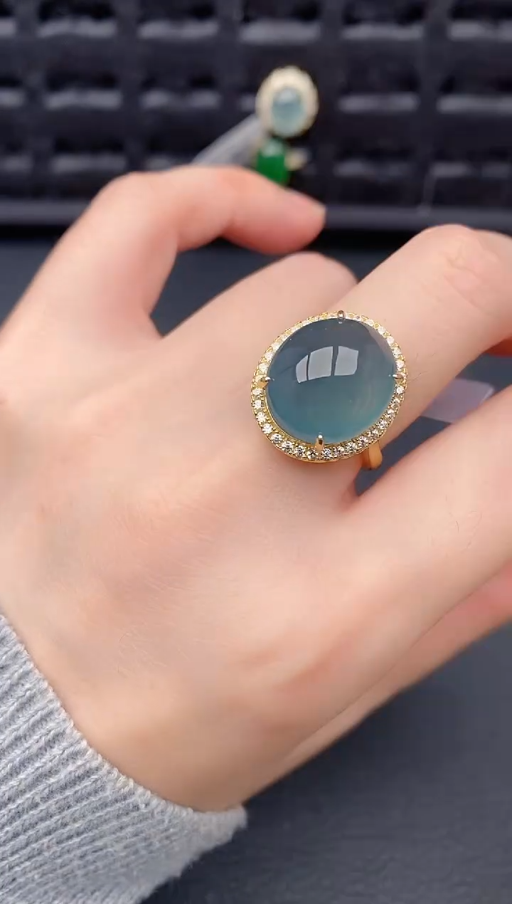 银S925镶嵌戒指翡翠天然a货翡翠232