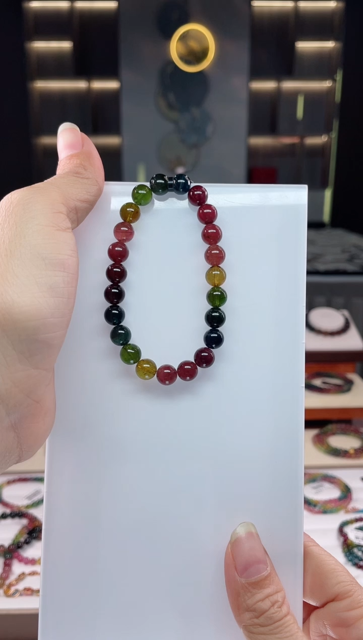 未镶嵌老矿碧玺单圈手串8mm+碧玺（多样性发一条）Q