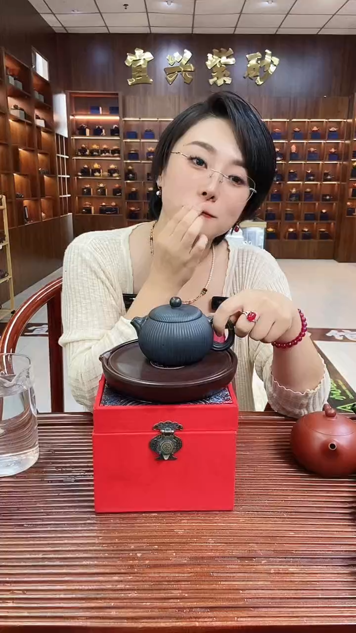 茶壶紫砂筋纹海棠西施 石黄 赵园静