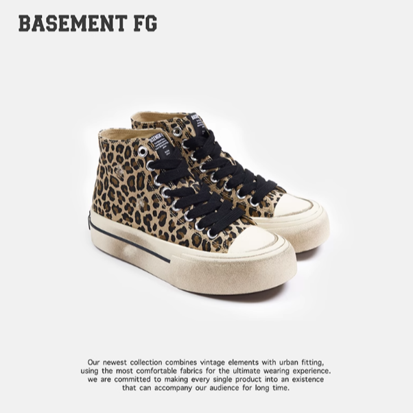 BASEMENT FG 24SS早春复古豹纹高帮休闲硫化帆布鞋 234180033012
