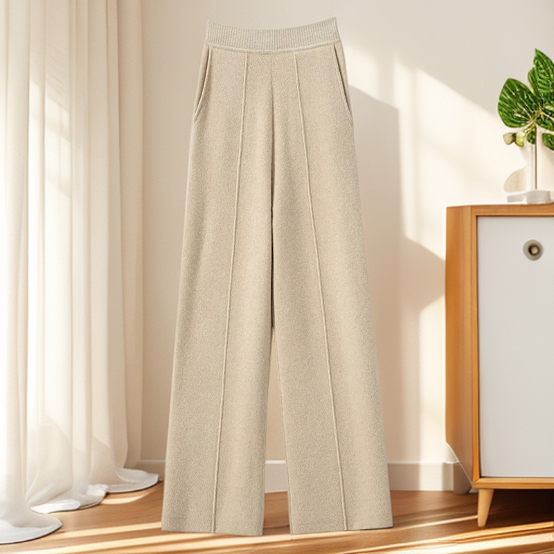 2025年定制秋冬高腰长裤休闲裤针织阔腿裤休闲时尚百搭Q