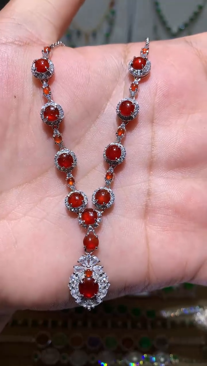 【闪购商品】翡翠耳饰银S925镶嵌套链