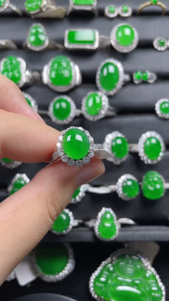 银S925镶嵌戒指翡翠翡翠