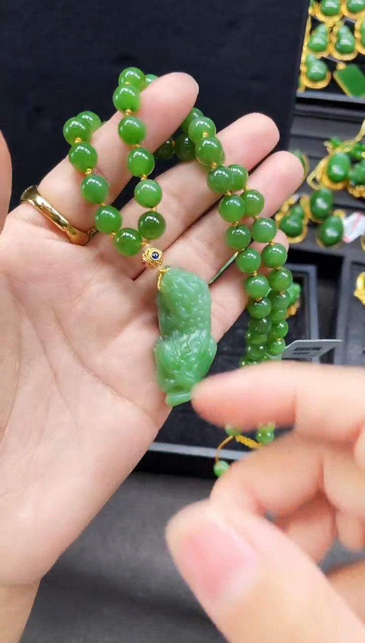 【闪购商品】和田玉套链18K金镶嵌40MM多样性发一