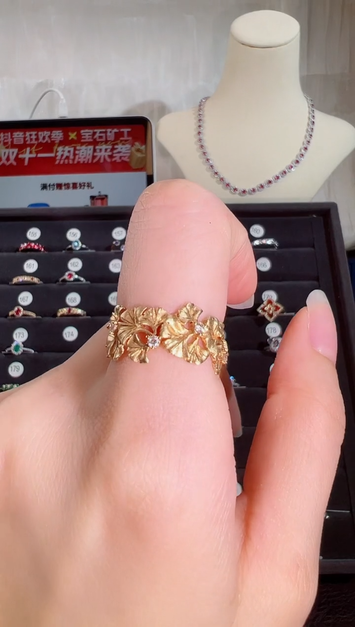 18K金镶嵌戒指钻石戒指-16圈口