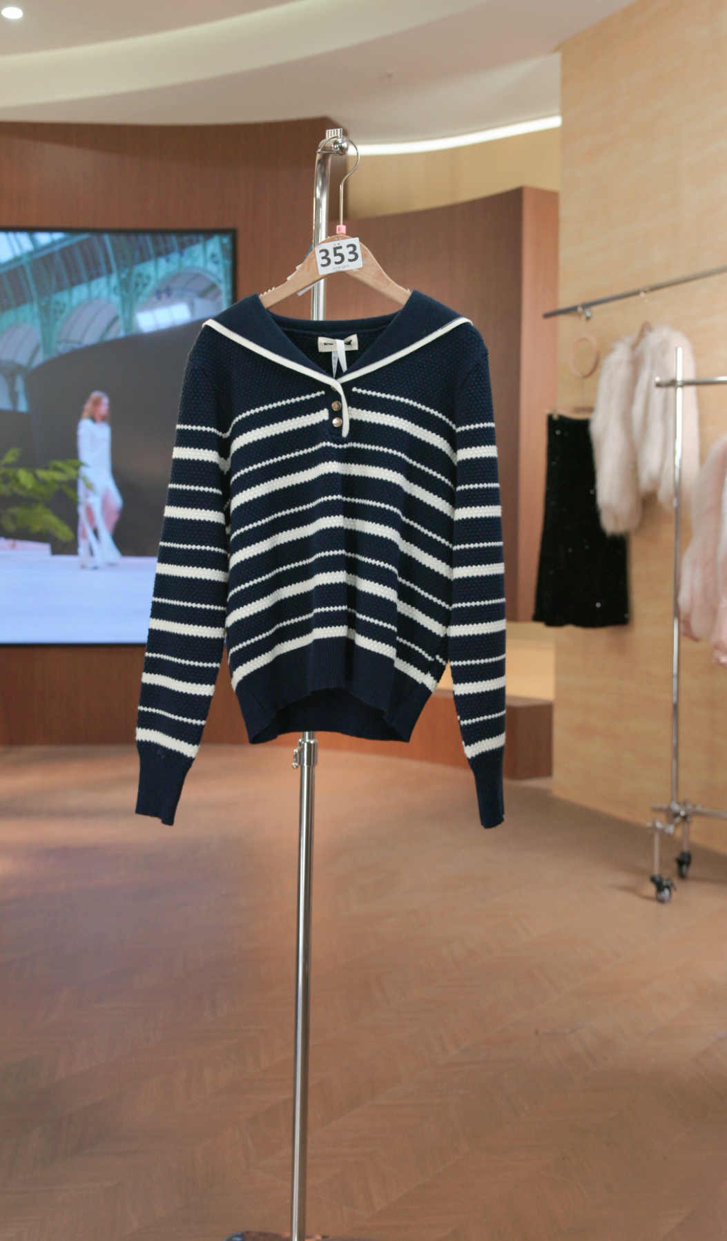 875-8666藏青　针织落肩中长款衫女装女士百搭轻奢