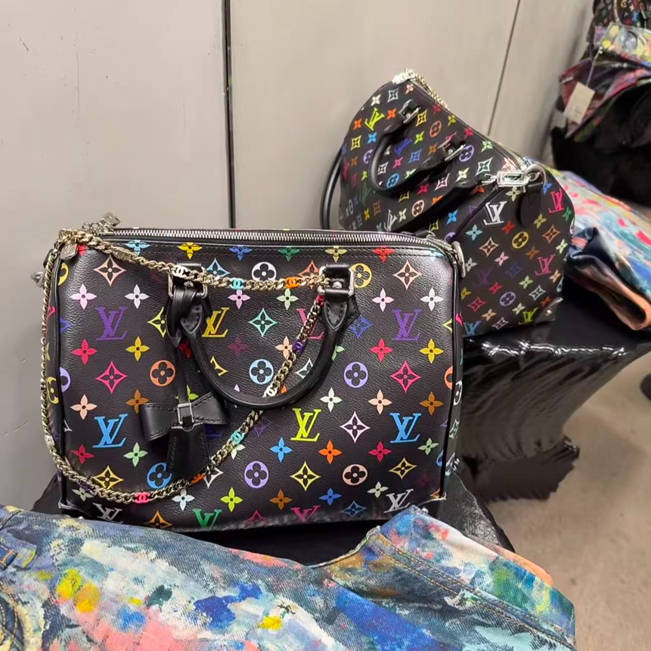 未使用 LouisVuitton/路易威登 24期黑三彩speedy30包 18560791