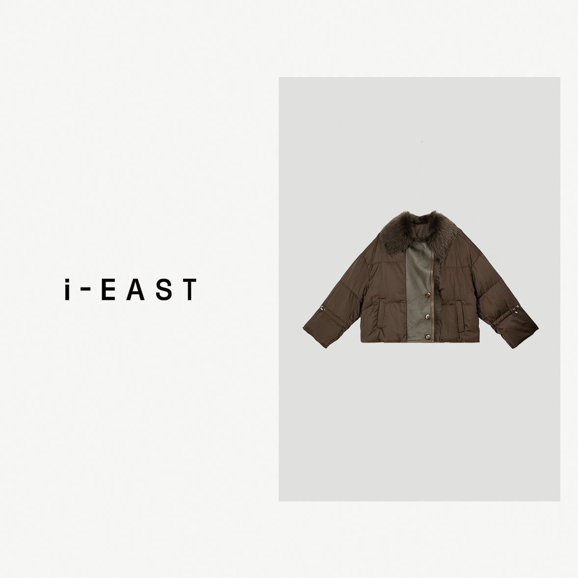 i-EAST 京都小狐仙~贵气感毛茸茸一体羽绒服外套-4D YR5376