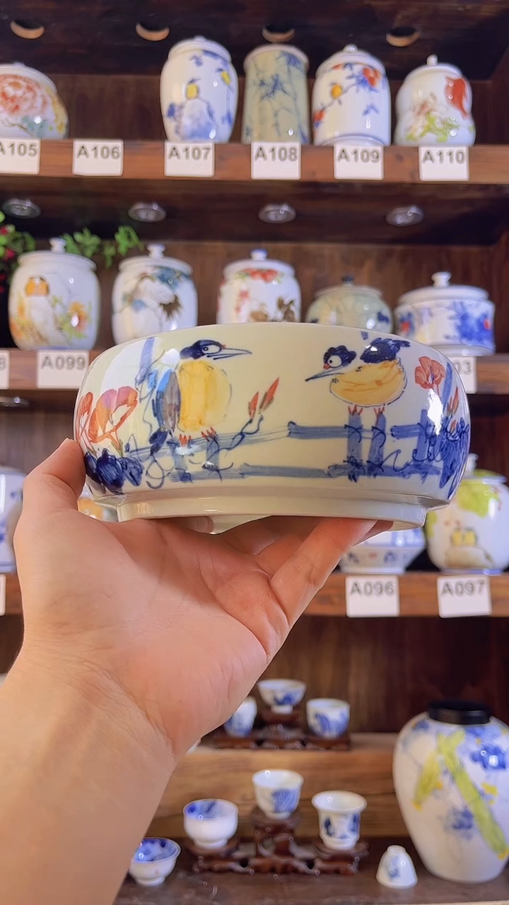 迎君陶瓷纯手工绘画  微瑕