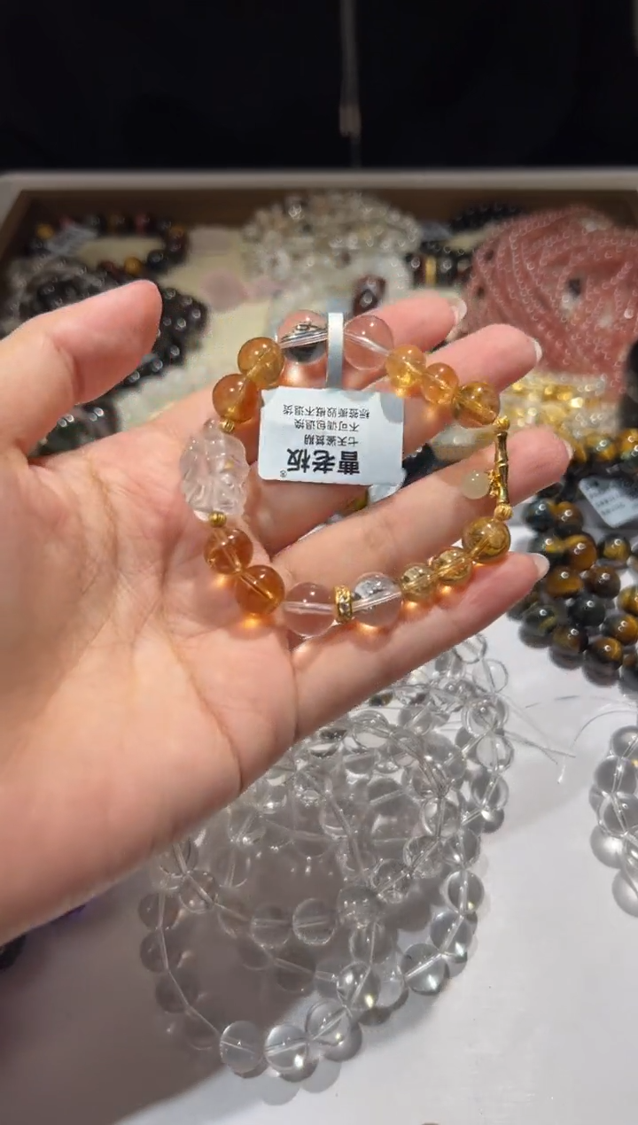 【闪购商品】水晶手链未镶嵌黄水晶diy白水晶狐狸
