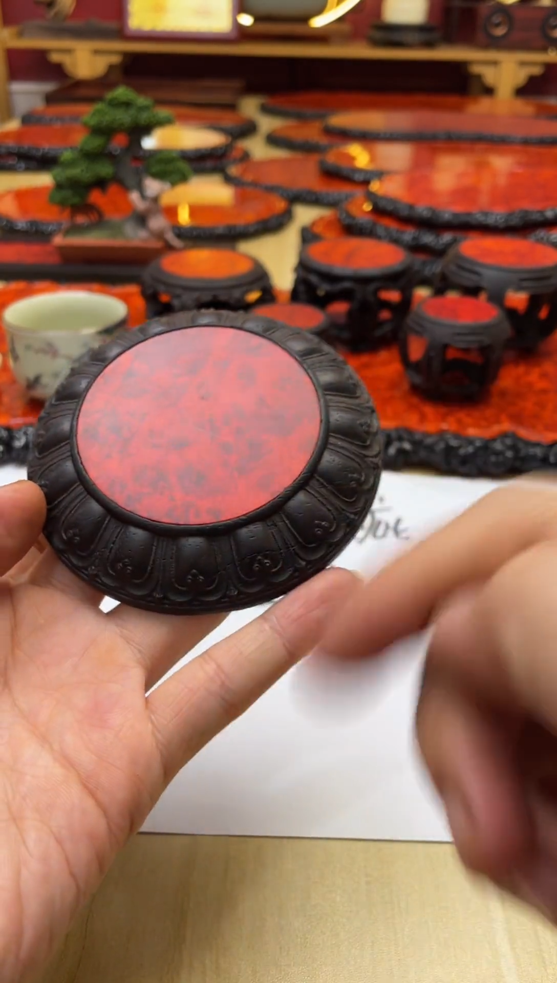 东非黑黄檀（紫光檀）大*?（微瑕）9公分莲花壶承