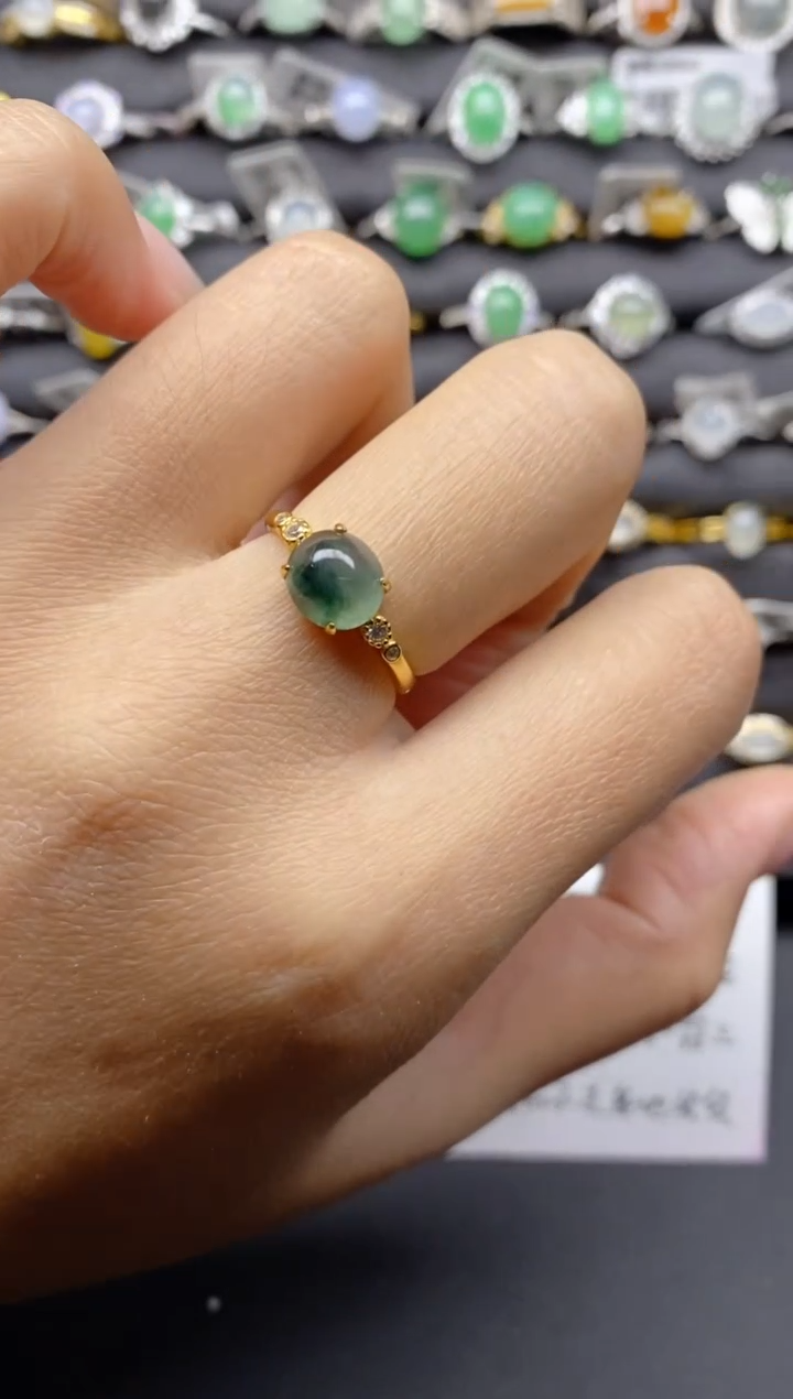 【闪购商品】翡翠戒指银S925镶嵌S925银镶嵌翡翠戒指