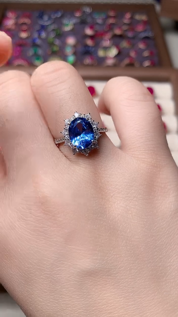 【闪购商品】海蓝宝石戒圈银S925镶嵌....