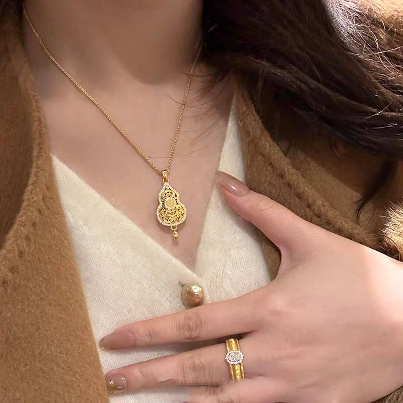 吊坠足银 如意葫芦项链女轻奢中式福禄坠链气质复古精致套链