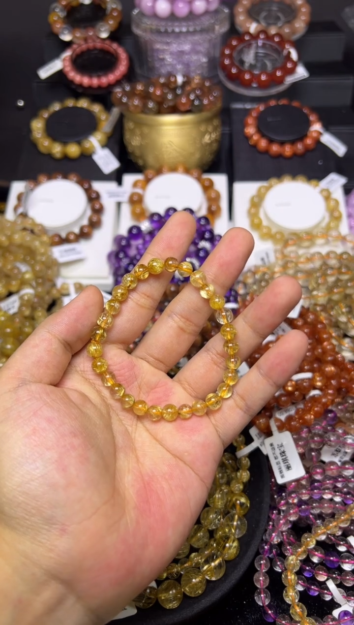 未镶嵌手串水晶金发晶6mm+