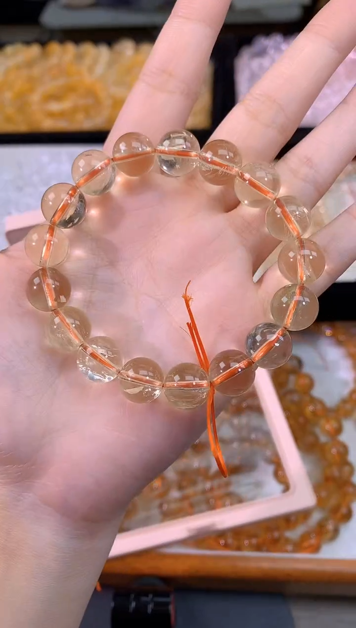 【闪购商品】水晶手链未镶嵌净体黄水11mm