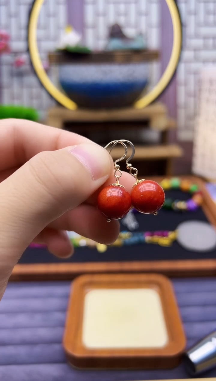 翡翠14K金镶嵌耳饰E358