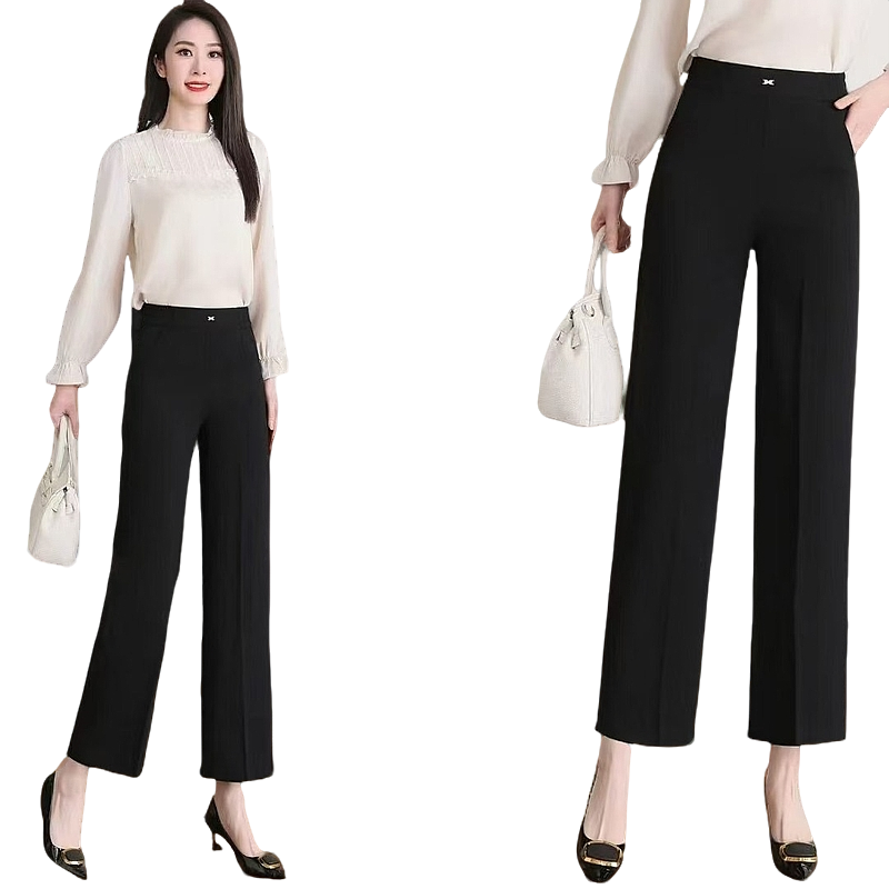 高腰垂感西装裤女显瘦直筒九分裤休闲百搭阔腿裤