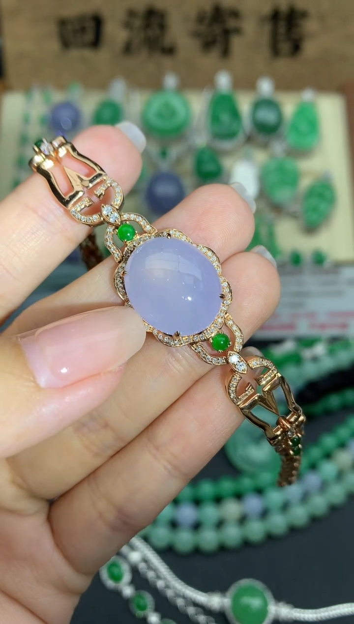 【闪购商品】翡翠手链18K金镶嵌579--中国好珍宝