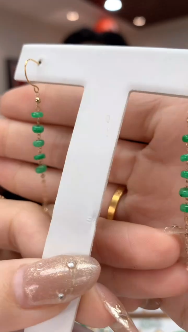 【闪购商品】翡翠耳饰18K金镶嵌耳钩