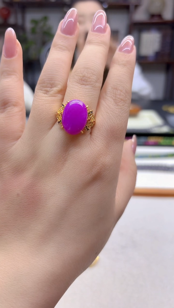 14K金镶嵌苏纪石（舒俱来）戒指DIY款J145