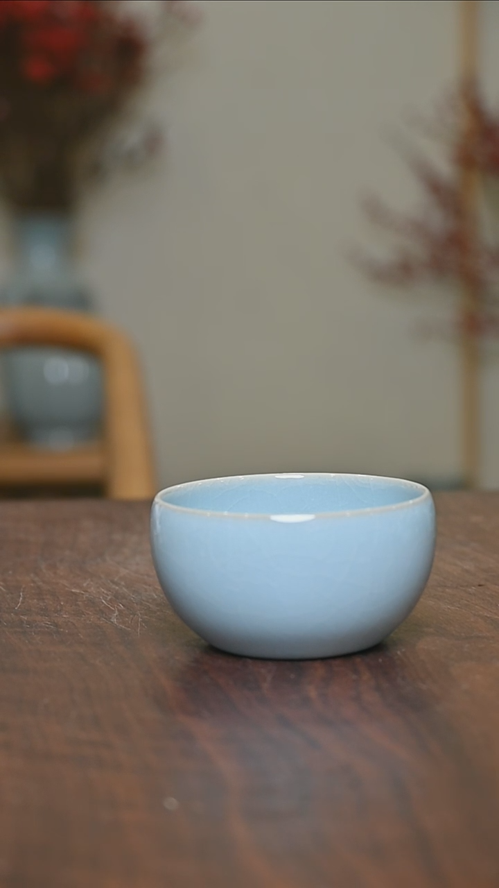 【闪购商品】其他手拉圆钵杯 微瑕天青釉 朱法喜款