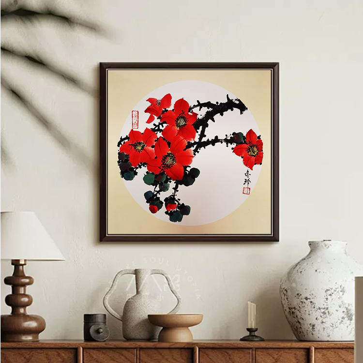 牡丹国画送朋友生日礼物挂画牡丹花开富贵客厅餐厅卧室走廊装饰画
