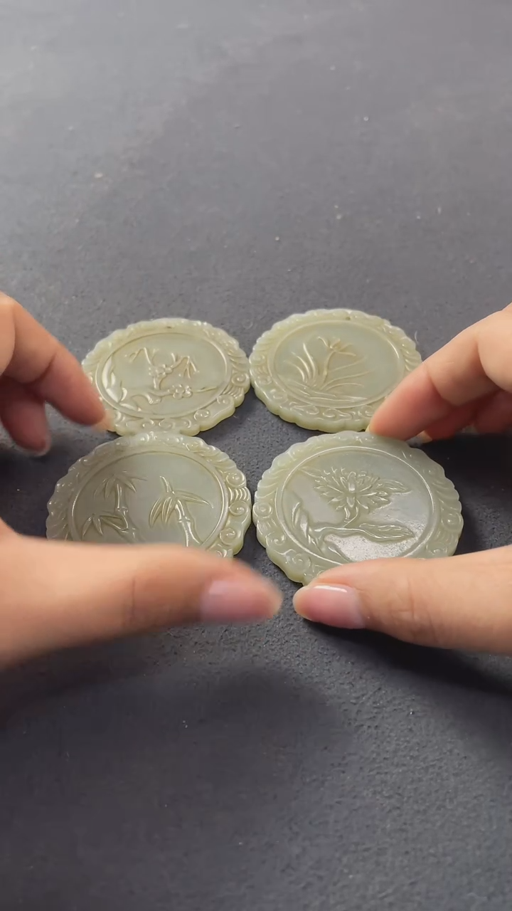 【闪购商品】铜和田玉梅兰竹菊一套Z