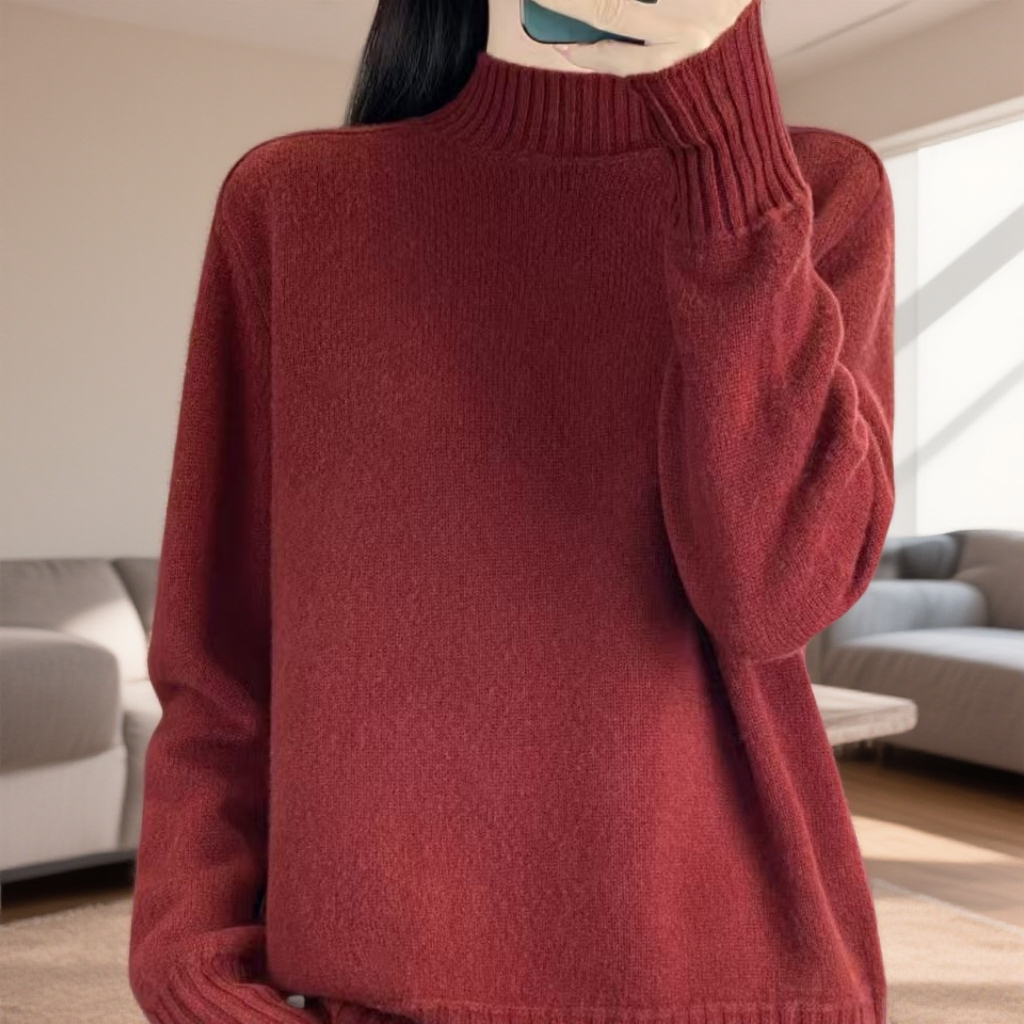 100纯羊毛衫半高领加厚马鞍肩针织打底衫宽松版秋冬新款百搭