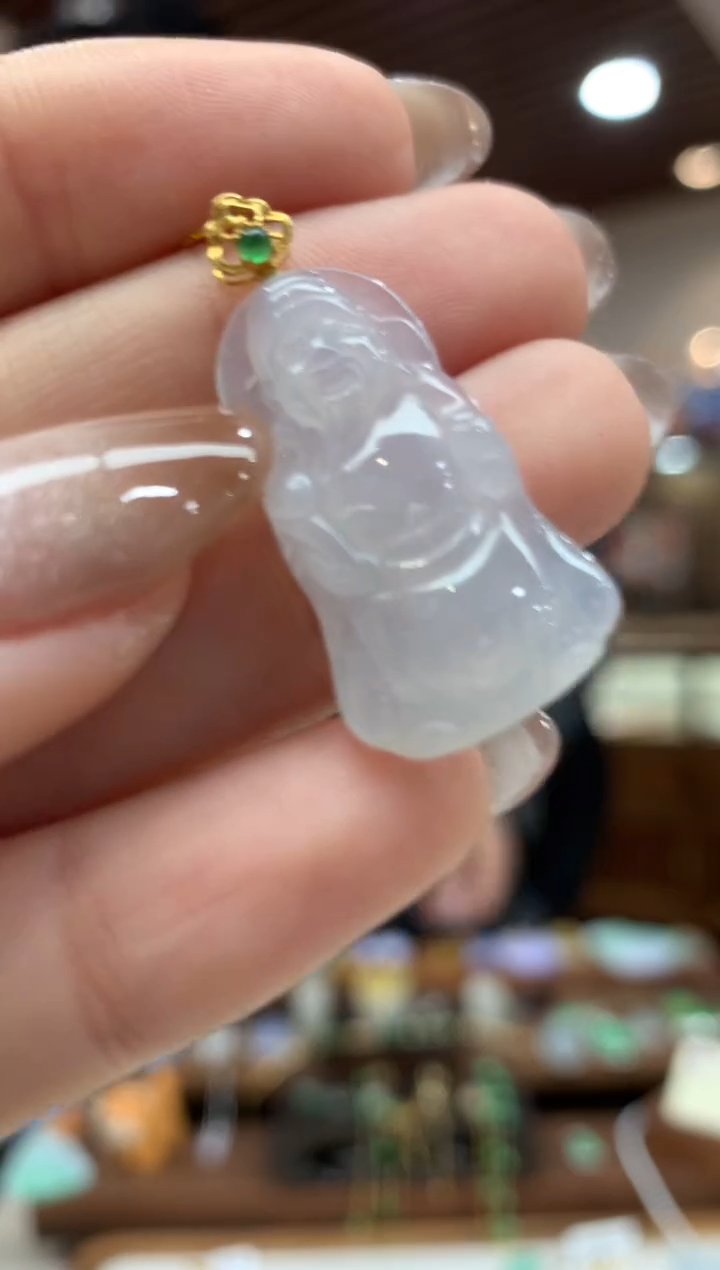 【闪购商品】翡翠吊坠(不含链)18K金镶嵌财神