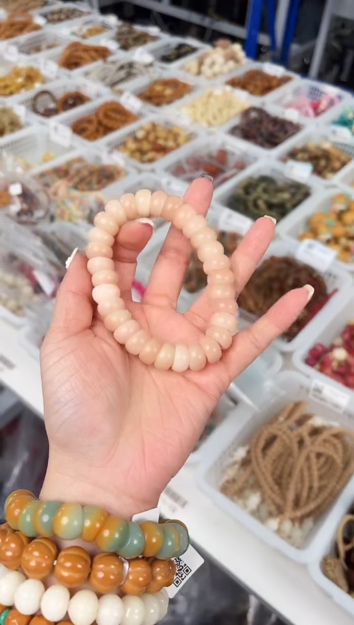 手串菩提根/象牙果【水蜜桃13mm】菩提根粉色碗肠单圈@@CS021-897