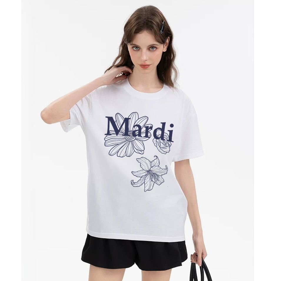 Mardi25夏季新款雏菊大花短袖韩版圆领纯棉T恤潮牌设计感上衣