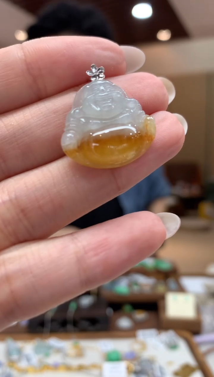 吊坠(不含链)18K金镶嵌翡翠佛公