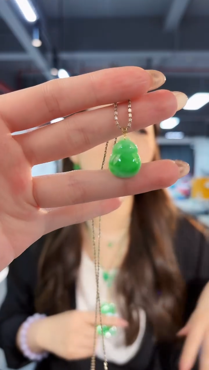 【闪购商品】翡翠吊坠(不含链)18K金镶嵌缅料A货/支持复检/一件