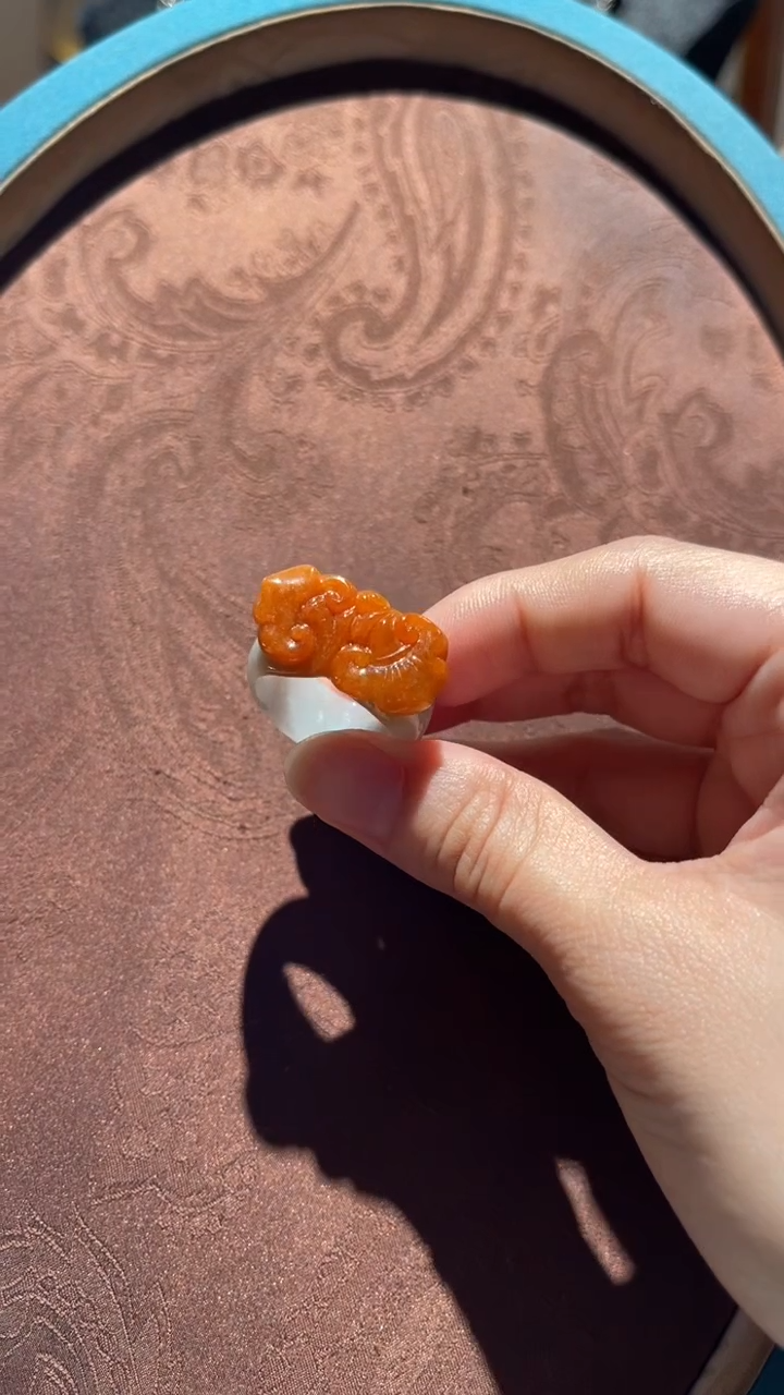 翡翠戒圈未镶嵌红翡绿翠
