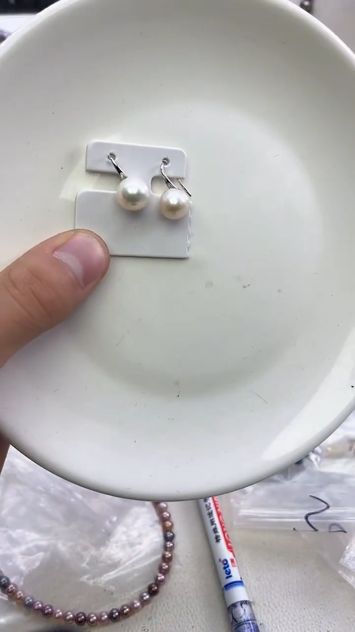 未镶嵌耳饰淡水珍珠白色系高跟鞋耳饰