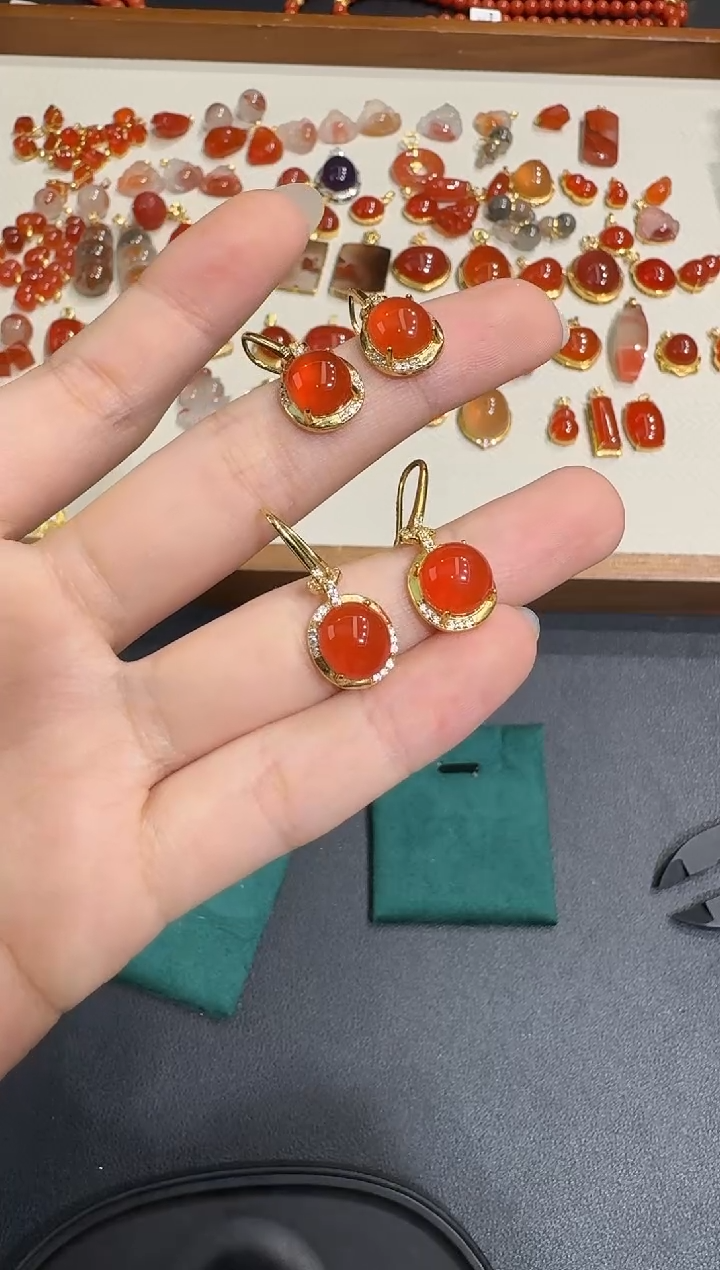 未镶嵌耳饰南红玛瑙X1204-223-109多样性一对