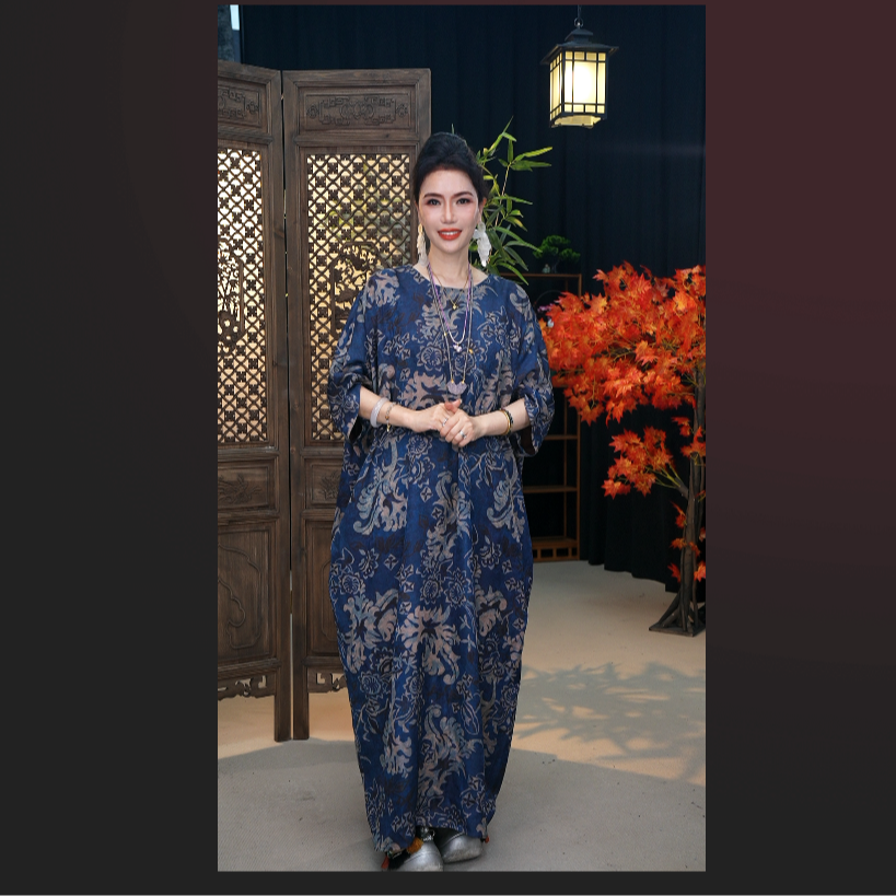 【蓝絮】新款夏季三经绞罗正反穿清冷松弛感国风服装宽松袍子连衣裙