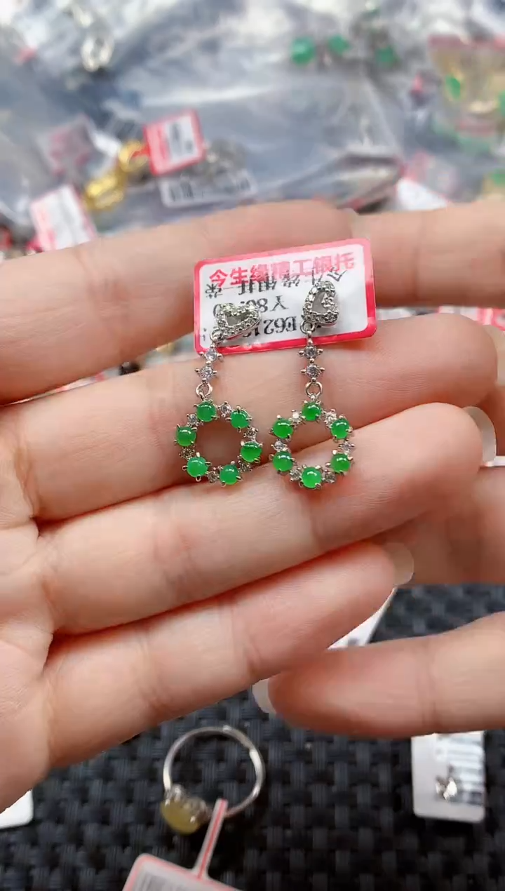 银S925镶嵌戒指翡翠天然A货缅甸翡翠