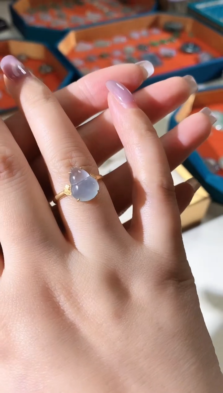 翡翠18K金镶嵌戒指250329243