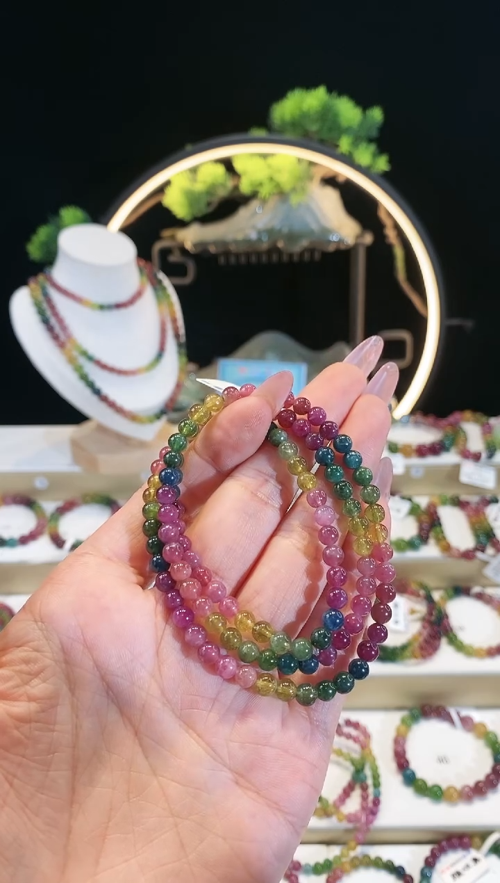 【闪购商品】碧玺手链未镶嵌 G2297三圈颜色微差